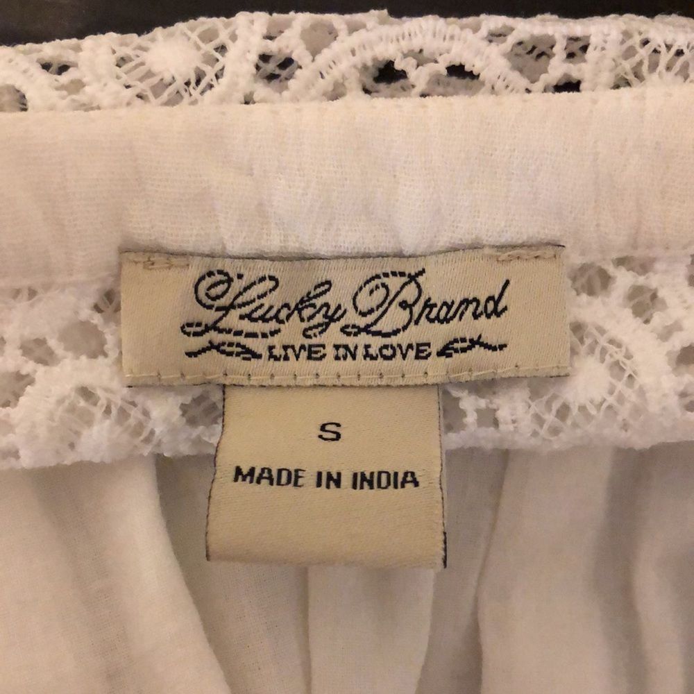 LUCKY BRAND Fully Lined White Crochet Long Sleeve Tunic w Tassels Sz Small - Picture 11 of 16